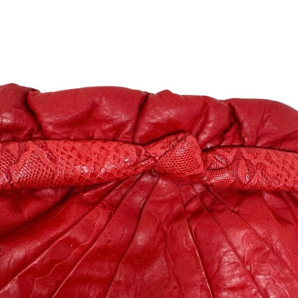 VIVA of California Cherry Red leather clutch shoulder bag Oversized Vintage 80's - Picture 4 of 12